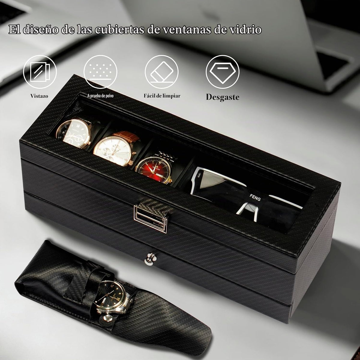 GLOBAL KA Juego de caja de reloj y bolsa de almacenamiento para rel...