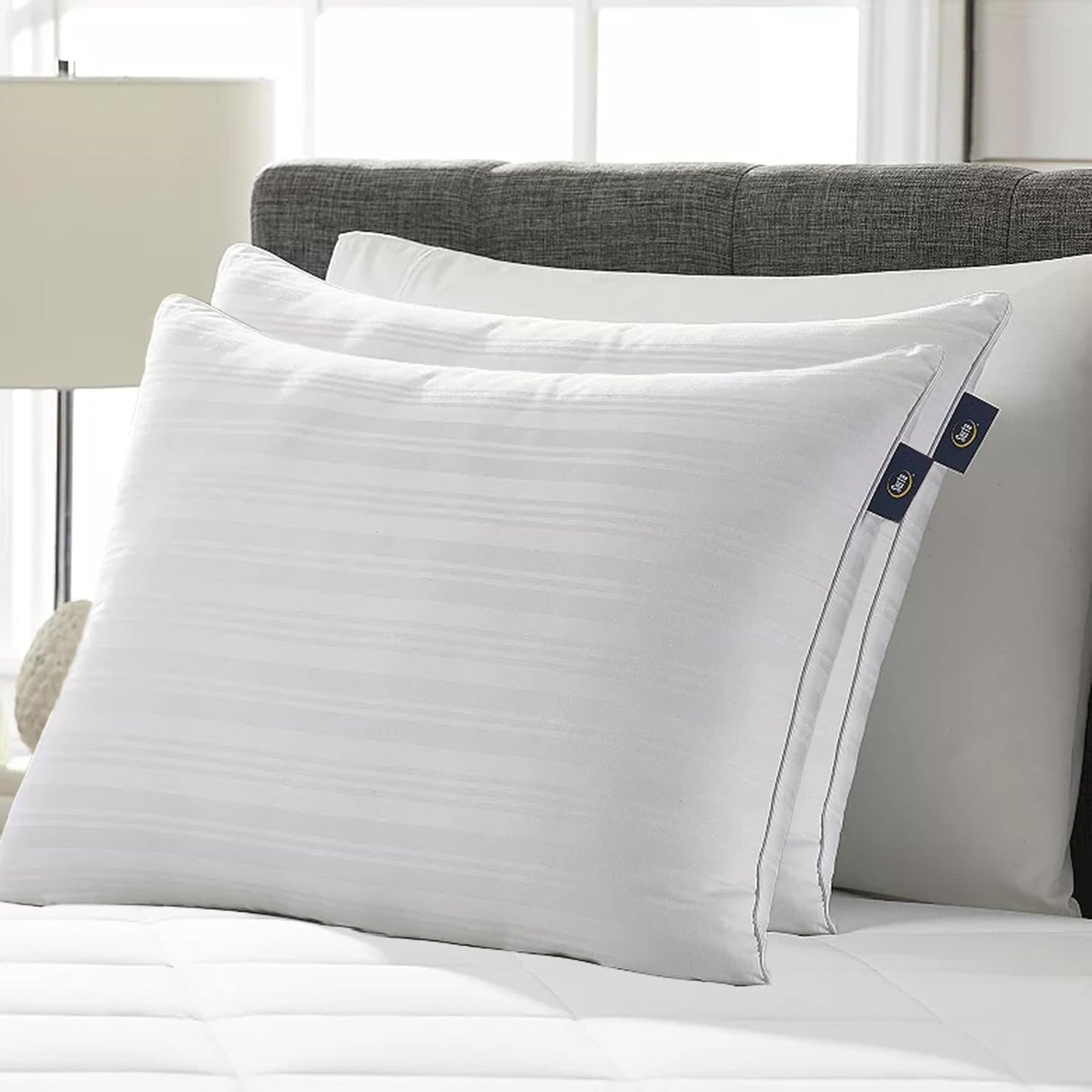 Serta Down Illusion - Almohadas de algodón con soporte equilibrado,...