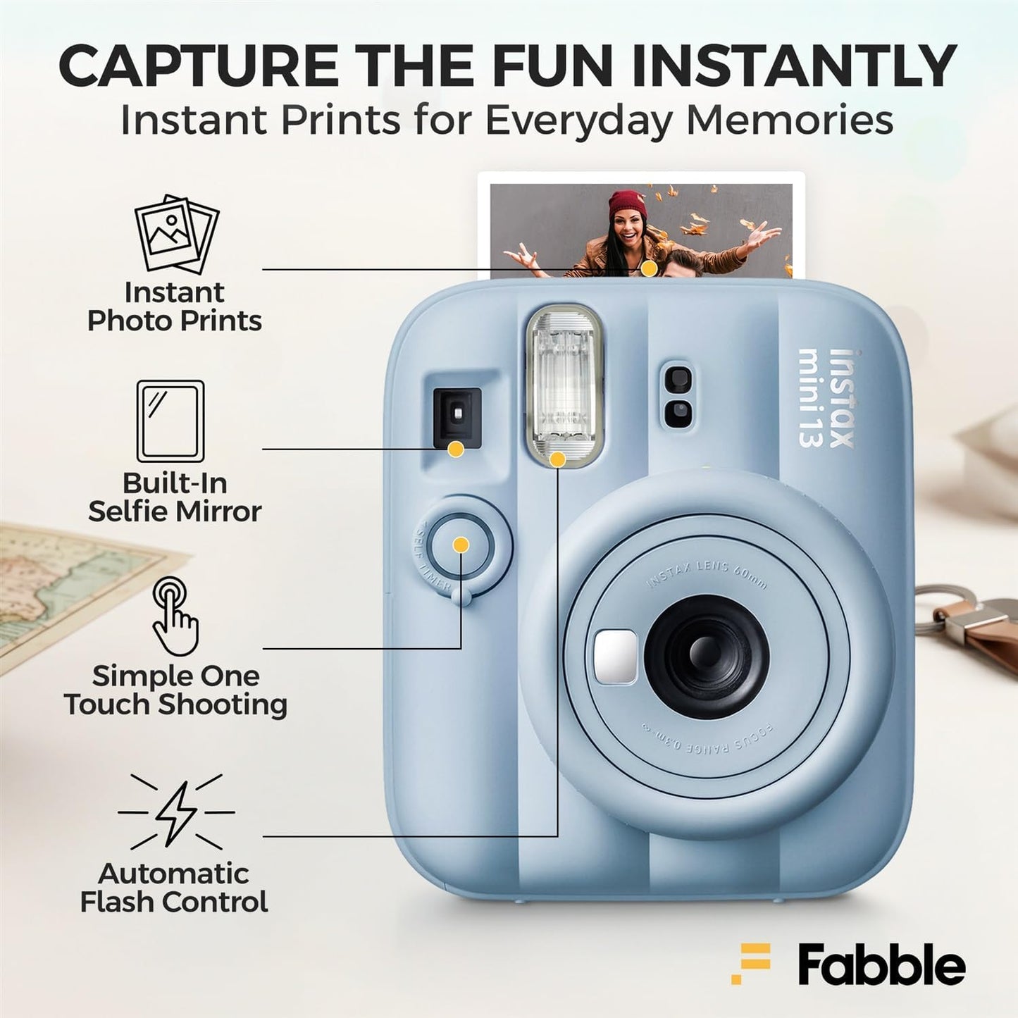 FUJIFILM INSTAX MINI 13 - Cámara de película instantánea color azul...