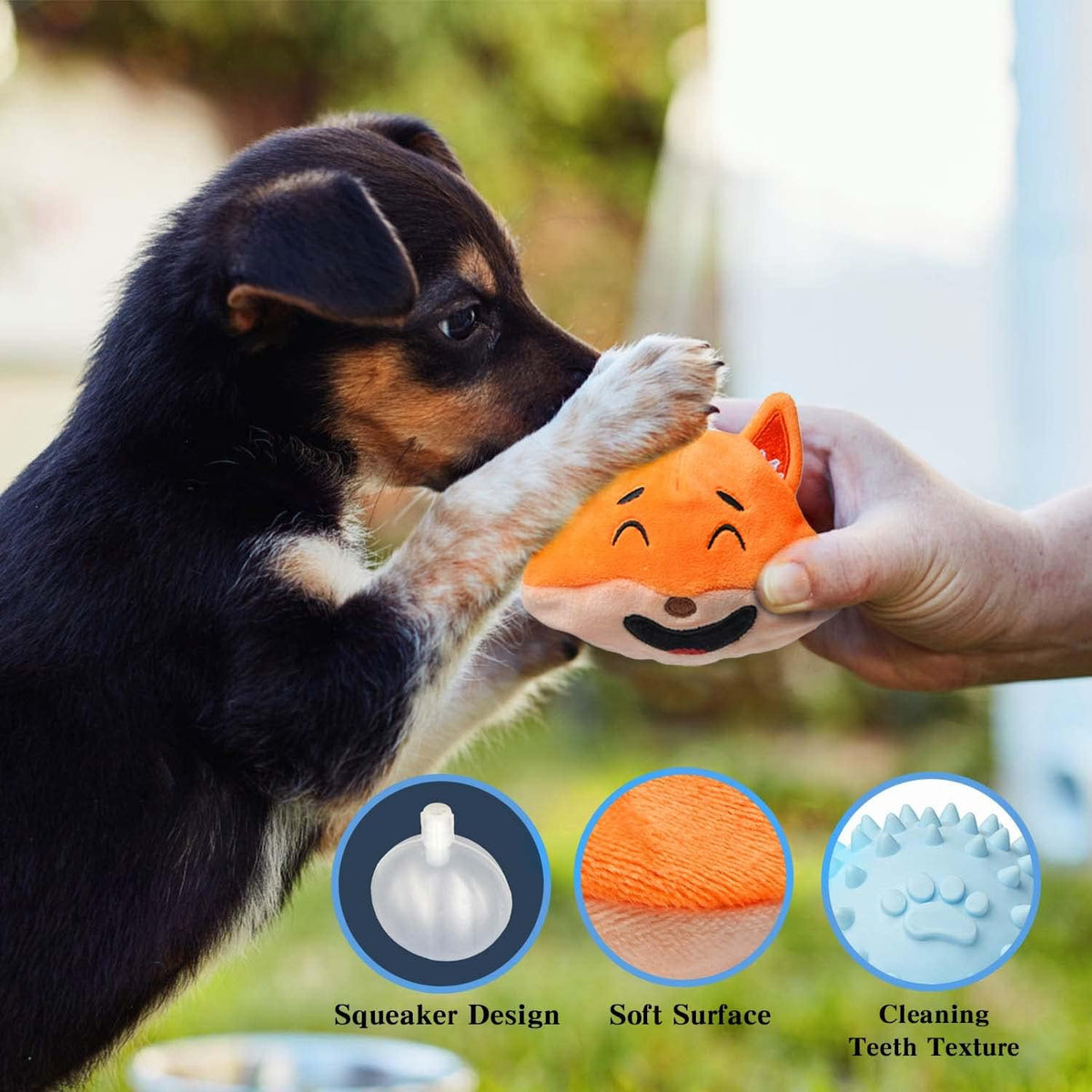 MewaJump Juguetes Chirriantes para Perros con Bola 3-en-1 de Peluch...