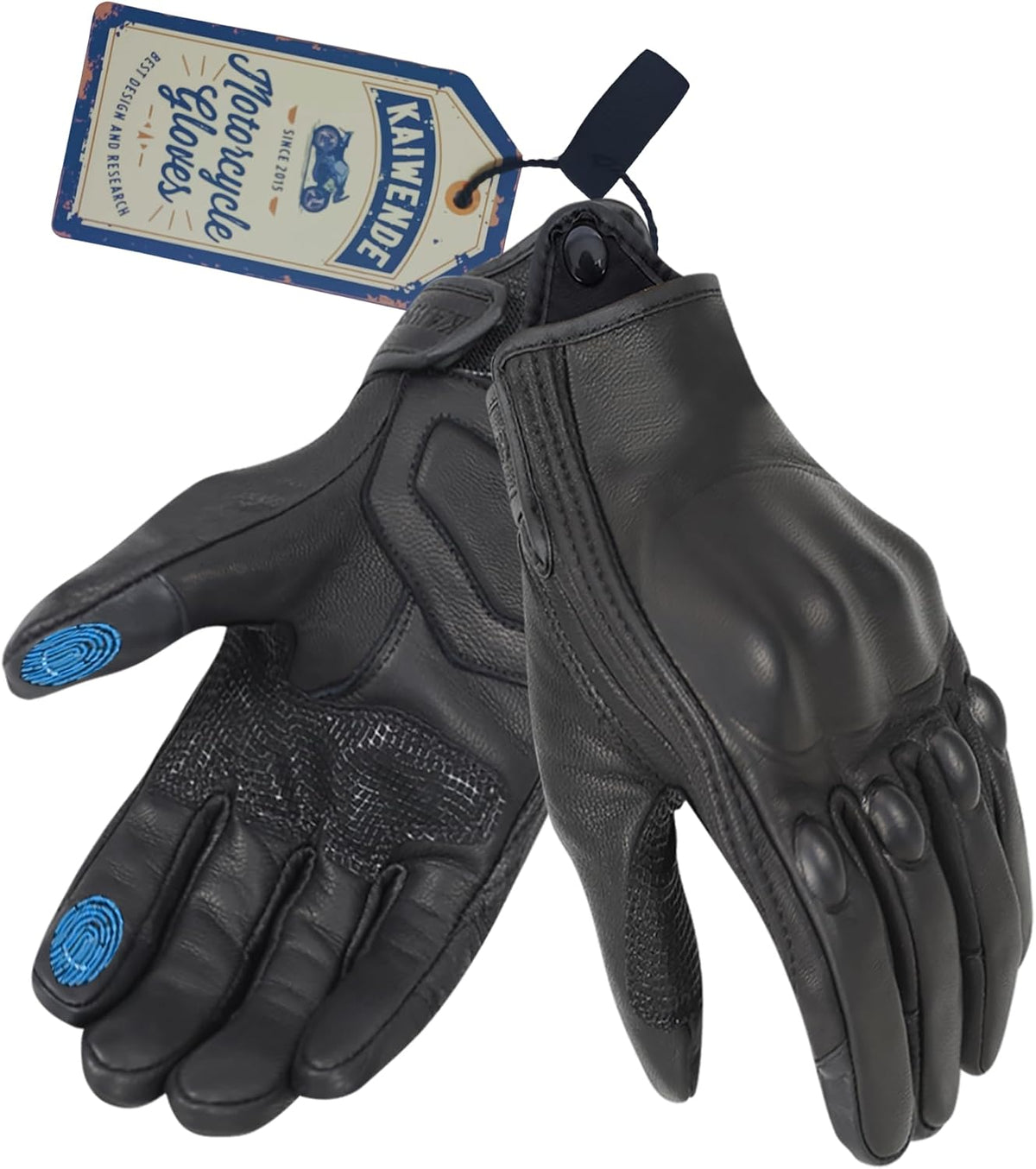 KAIWENDE Guantes de Motocicleta para Hombre, Guantes de Cuero para...