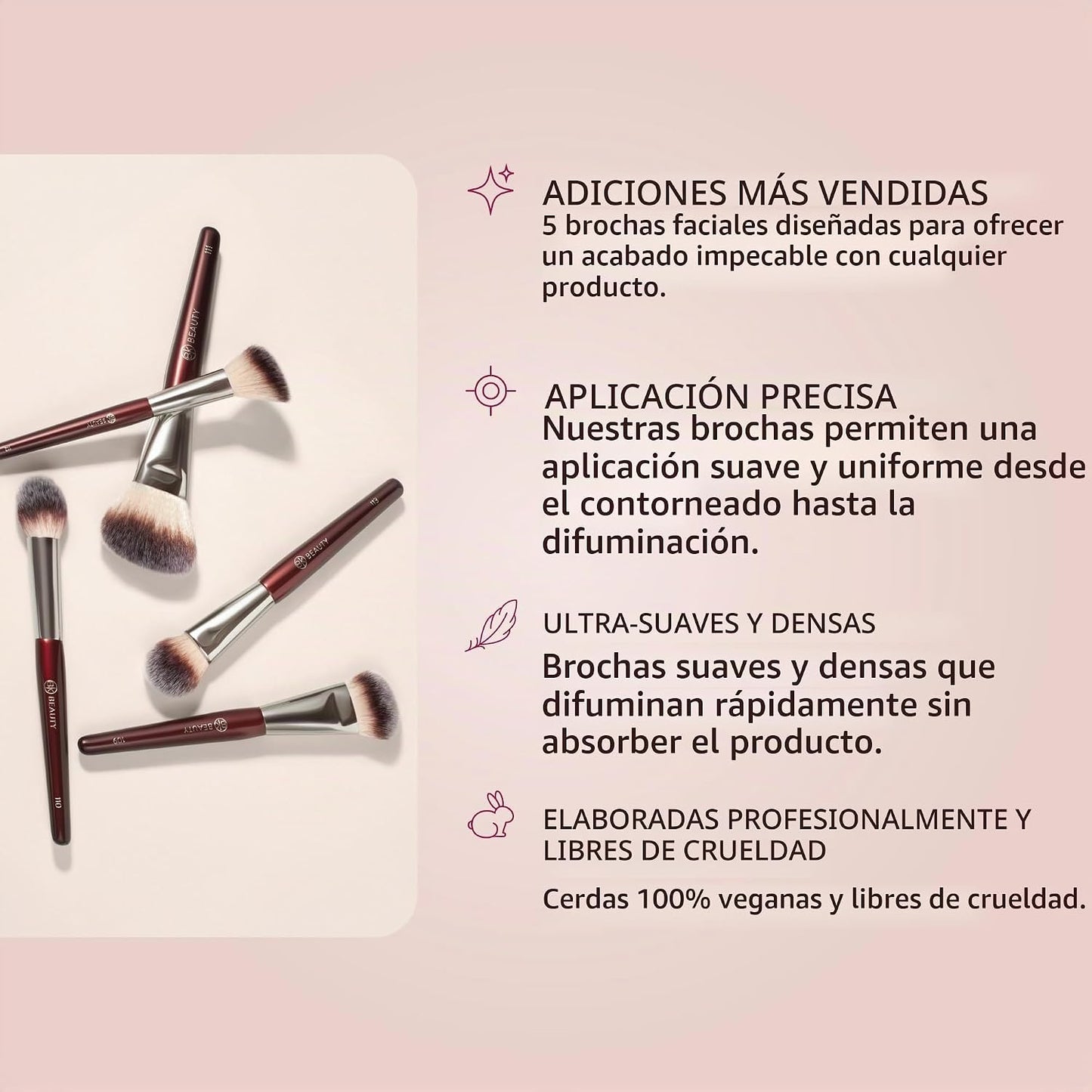 BK BEAUTY - CORE LINE EXTENSION FACE SET (5PC) - Juego de brochas d...