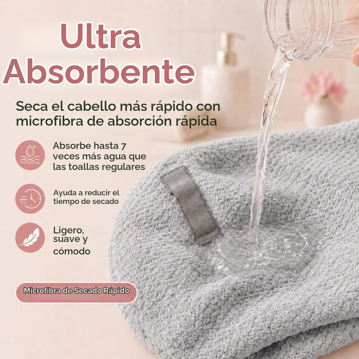 Toalla grande de microfibra para mujer, secado rápido y absorbente...