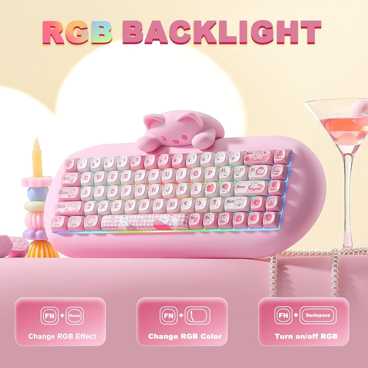 YUNZII C68 Teclado mecánico inalámbrico, diseño de 65%, intercambio...