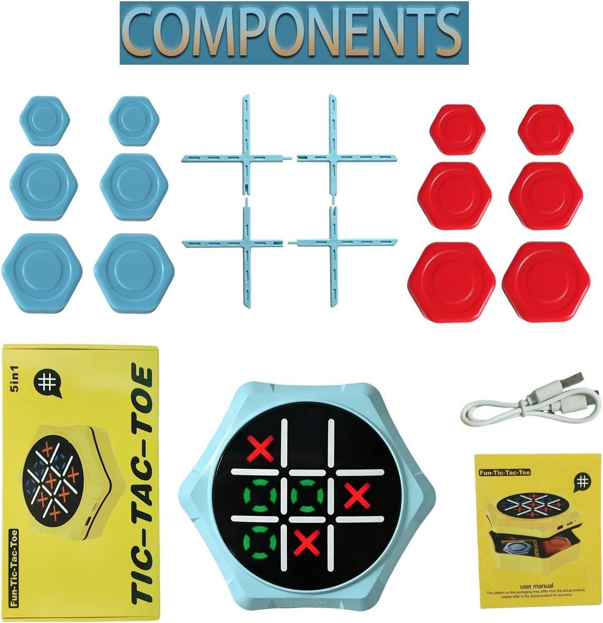 Tic Tac Toe electrónico para niños, juego de viaje portátil, juguet...