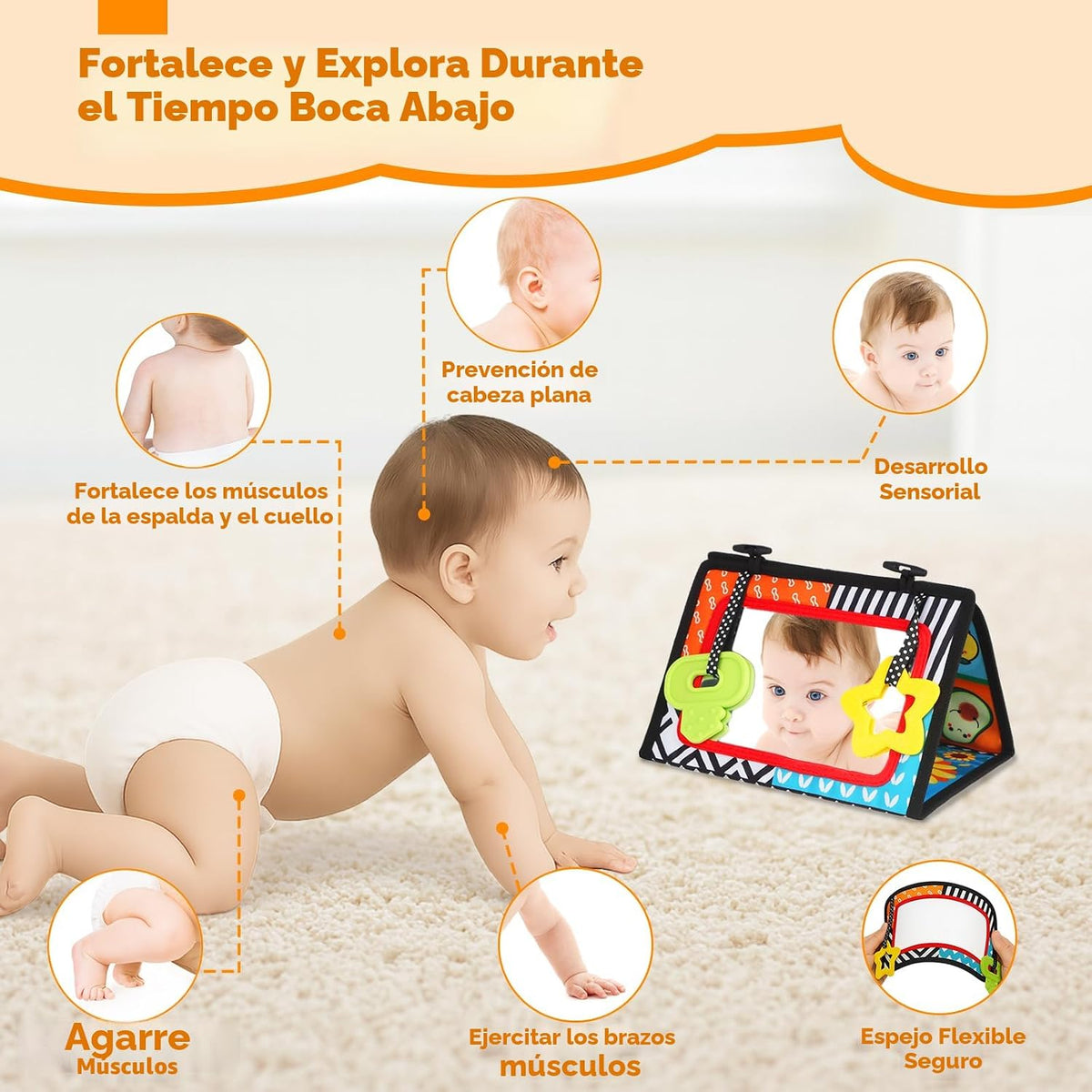 Juguetes para bebés 0-6 meses - Juego de tiempo de barriga en negro...