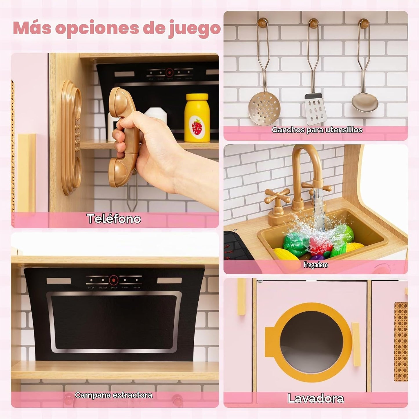 Costzon Juego de cocina para niños, juguete Montessori de madera pa...