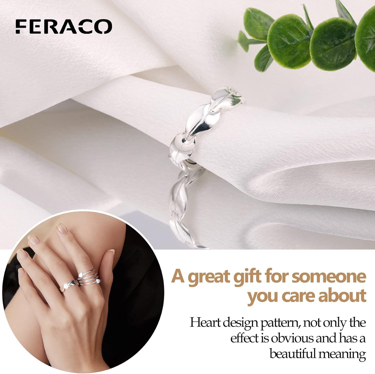 Feraco 2 piezas Anillos de cobre para mujer, anillo magnético de pu...