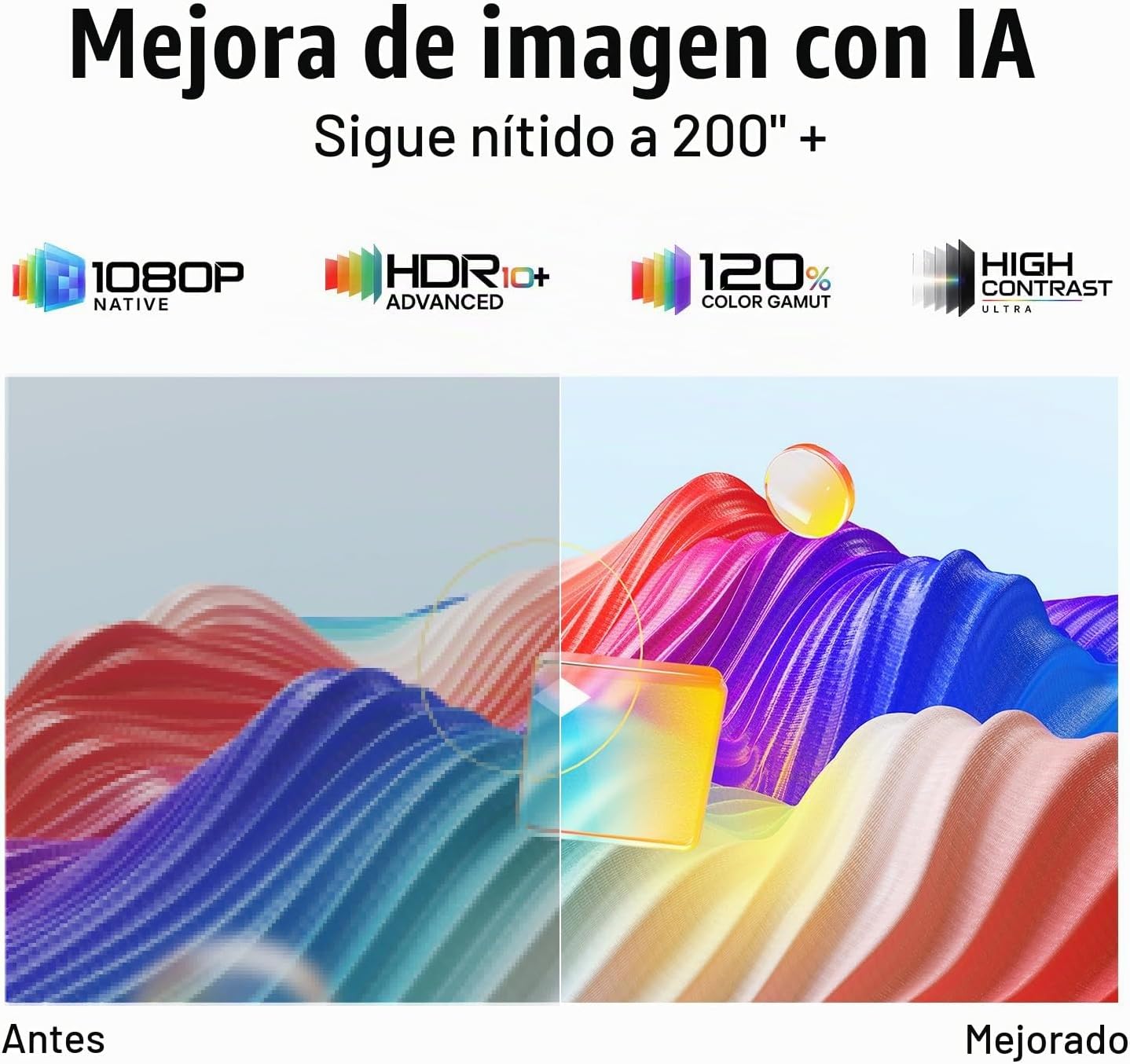 Aplicación con licencia oficial y 1080P nativo: el mini proyector i...