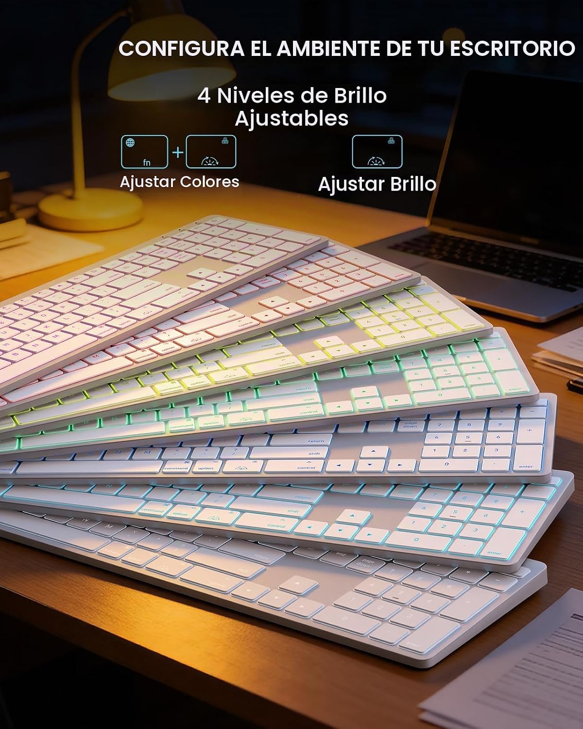 SABLUTE Teclado y mouse Bluetooth para Mac: retroiluminación de 7 c...