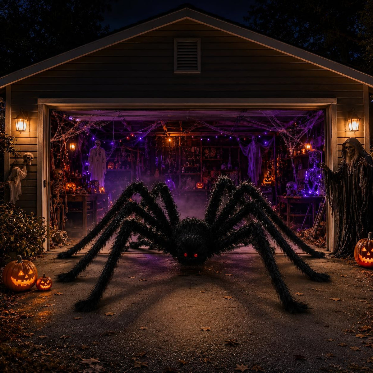 Araña gigante de 12 pies para decoración de Halloween al aire libre...