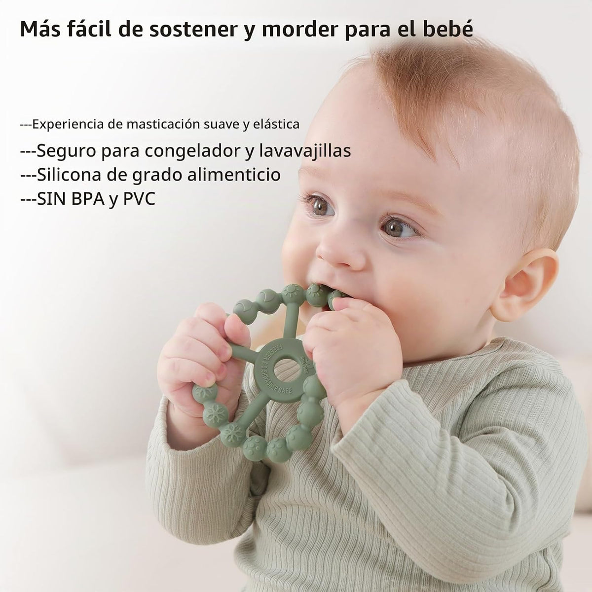 Paquete de 3 Juguetes Mordedores de Anillo para Bebés e Infantes, A...