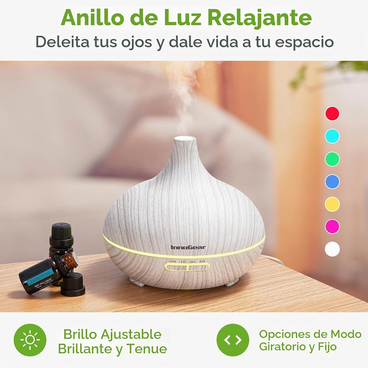 InnoGear Difusor de aceite esencial de aromaterapia de 13.5 fl oz,...