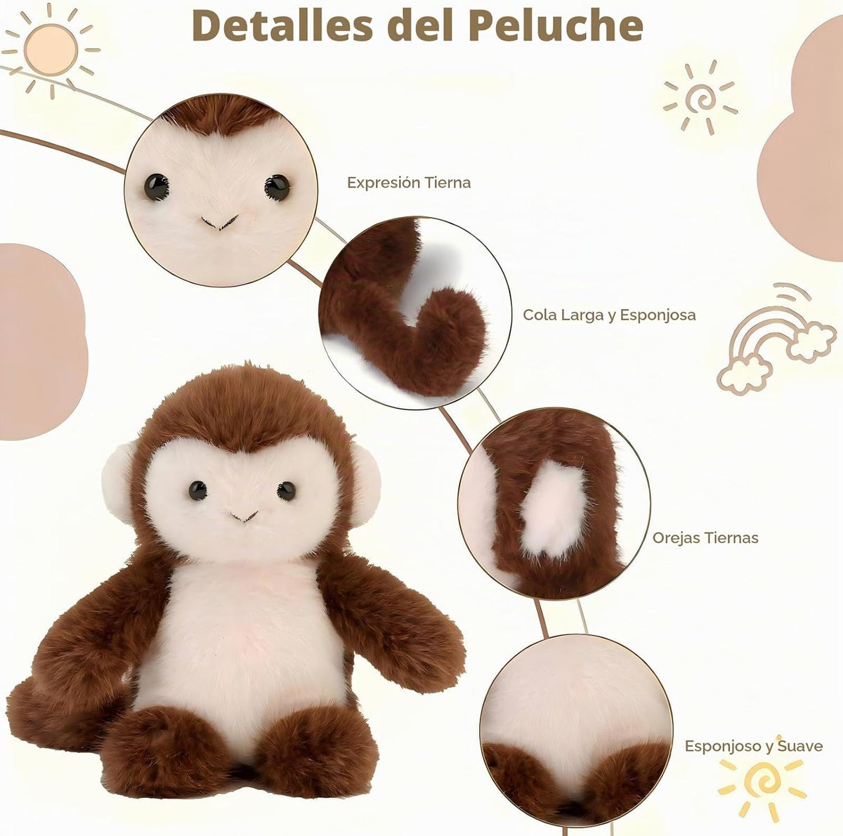 OROZCOR Mono de peluche de animal lindo mono de peluche, regalos pa...