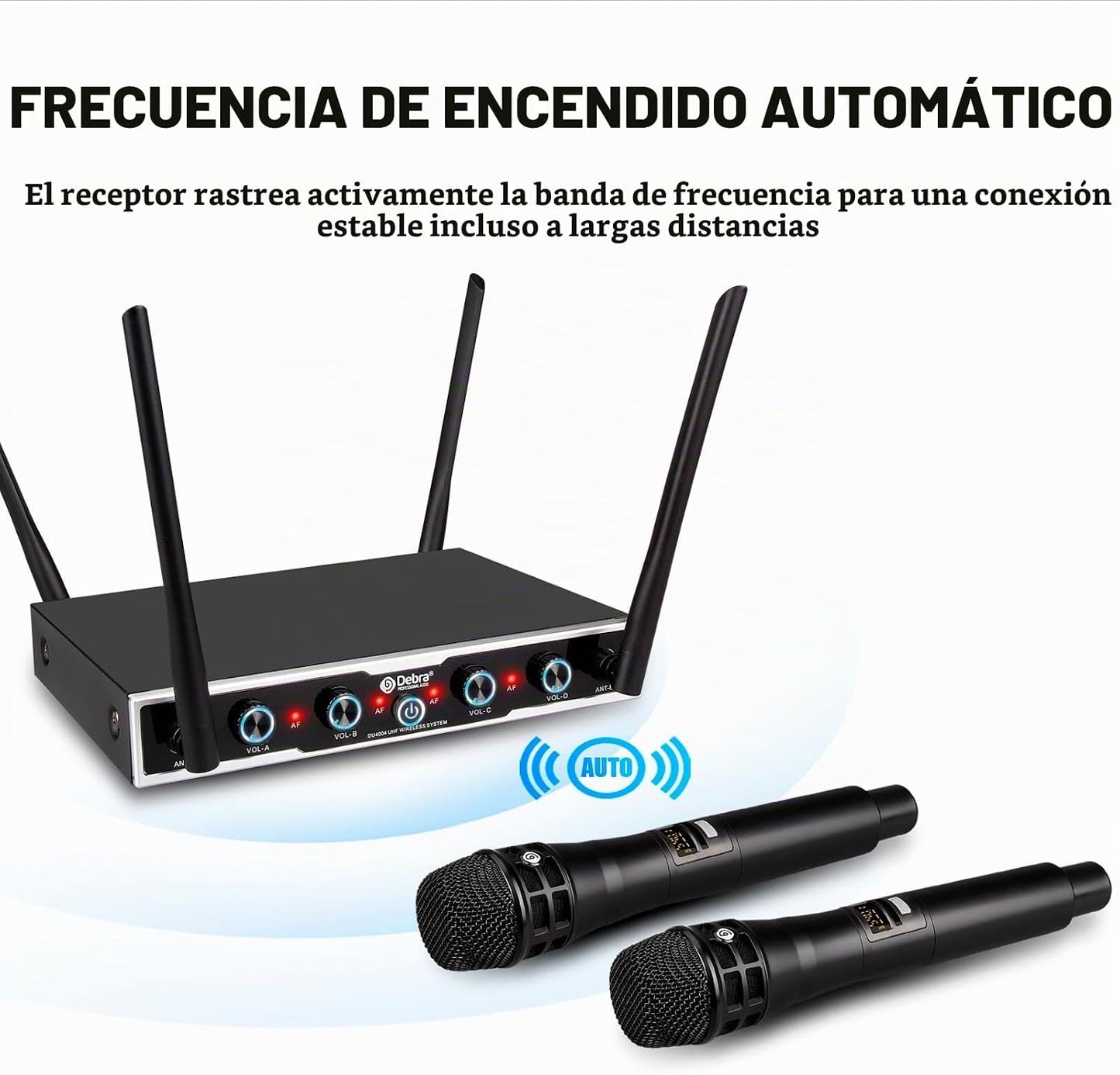 D Debra Sistema de Micrófono Inalámbrico de Audio Pro DU4004 UHF 4...