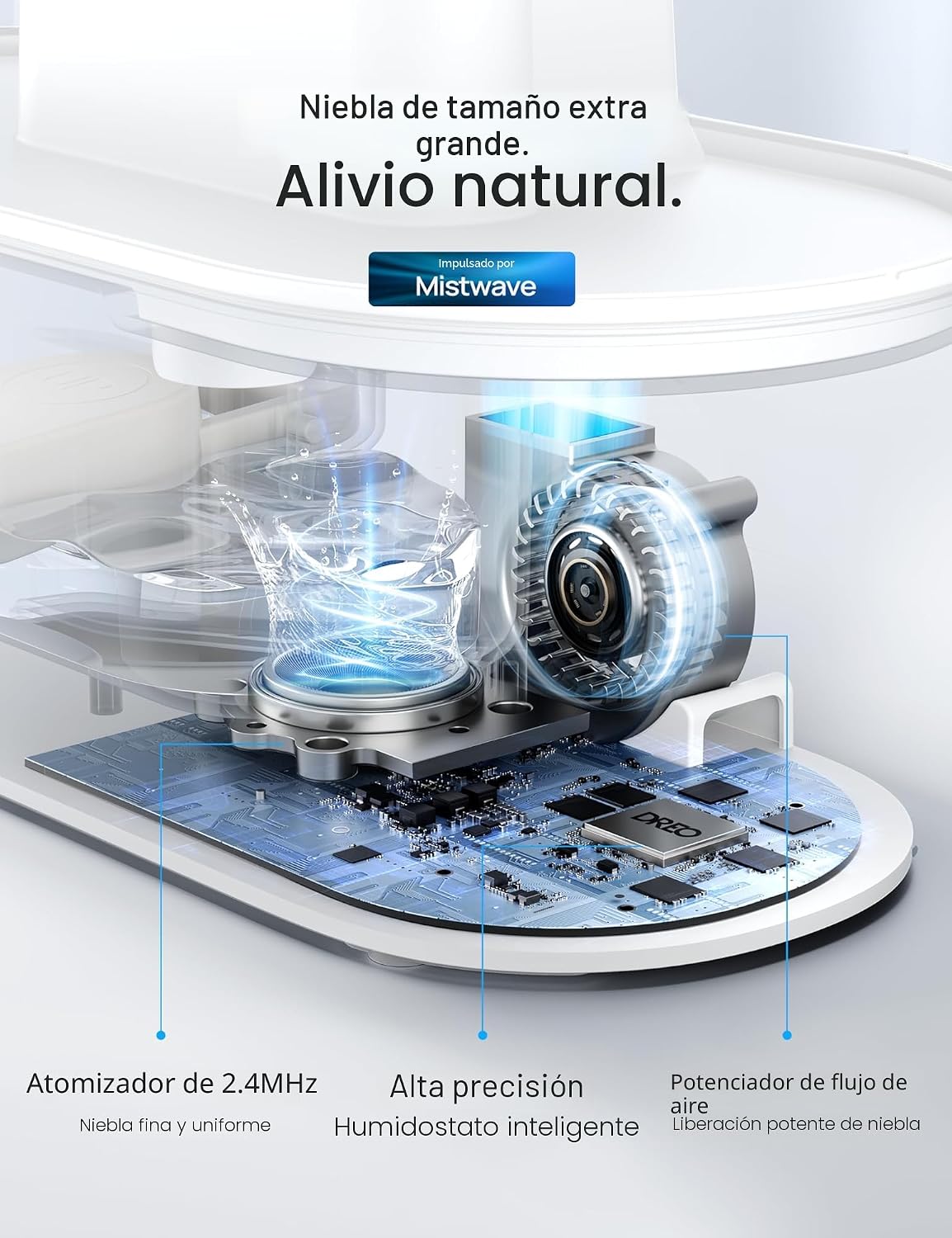 DREO Humidificadores inteligentes para dormitorio, humidificador de...