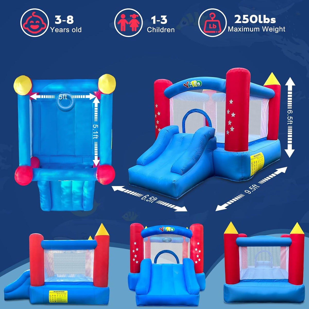YARD Castillo inflable con tobogán para niños, actividades para el...