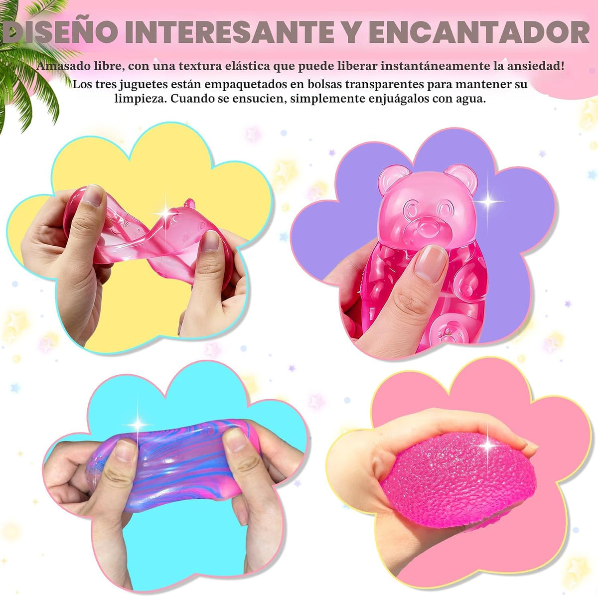 3 juguetes sensoriales Taba Squishies Fidget Toys, bolas antiestrés...