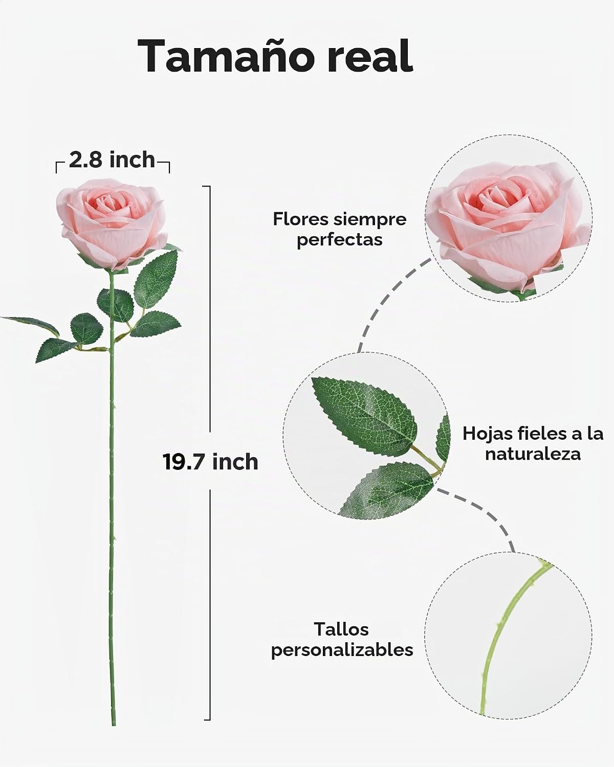 InnoGear 50 rosas artificiales de color rubor, rosas artificiales d...
