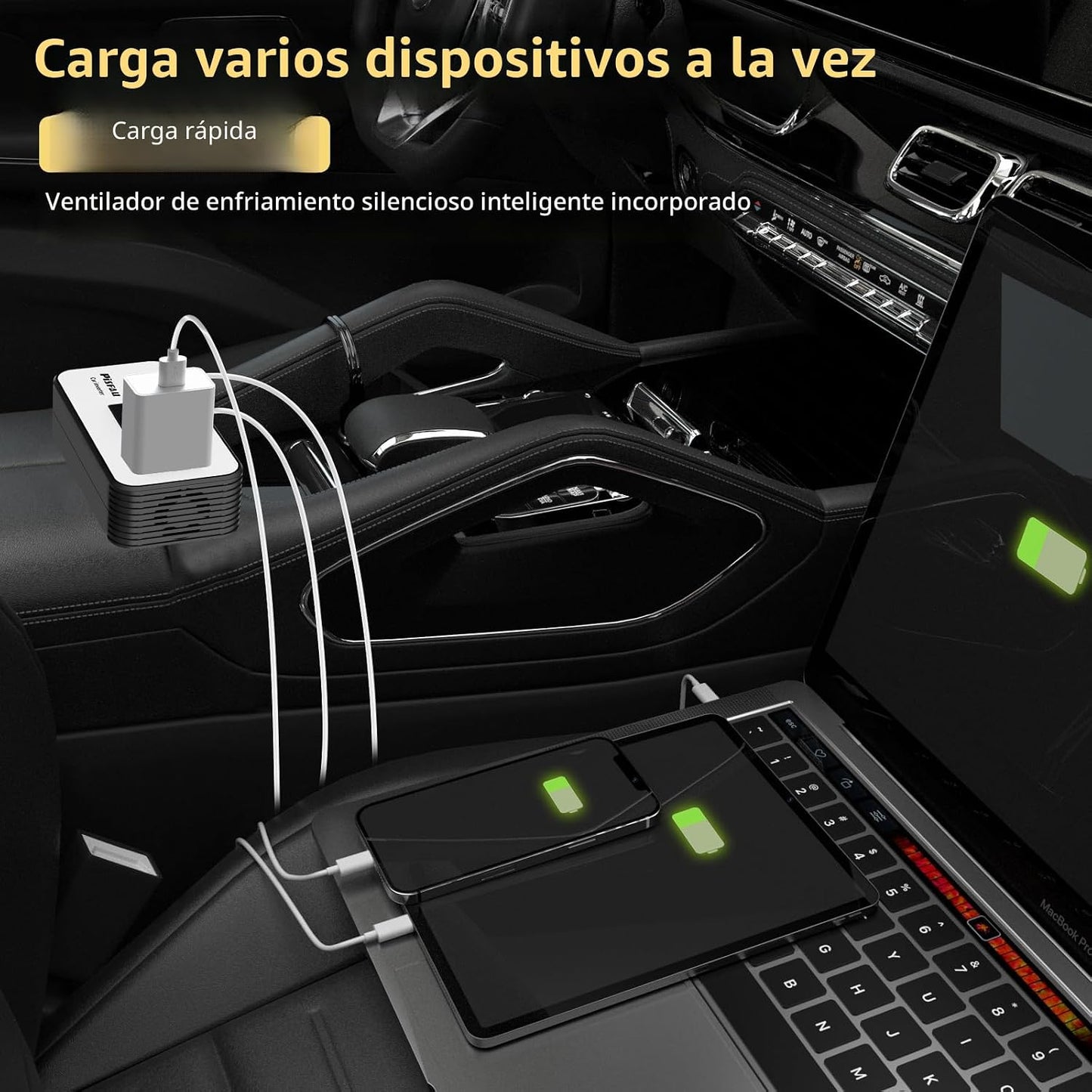 Inversor de energía para automóvil de 200W, PiSFAU DC 12V a 110V AC...