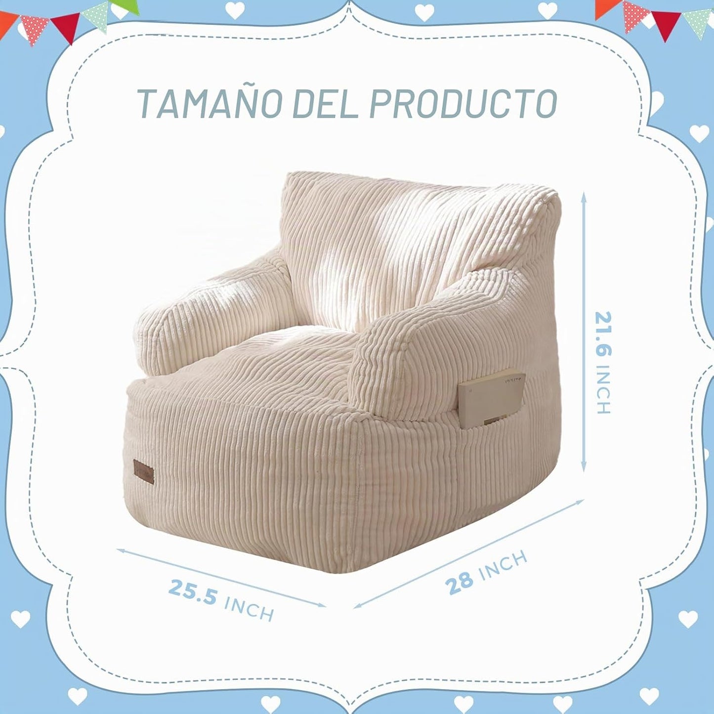 MAXYOYO - Puf para niños, sofá de puf de peluche, color beige, está...