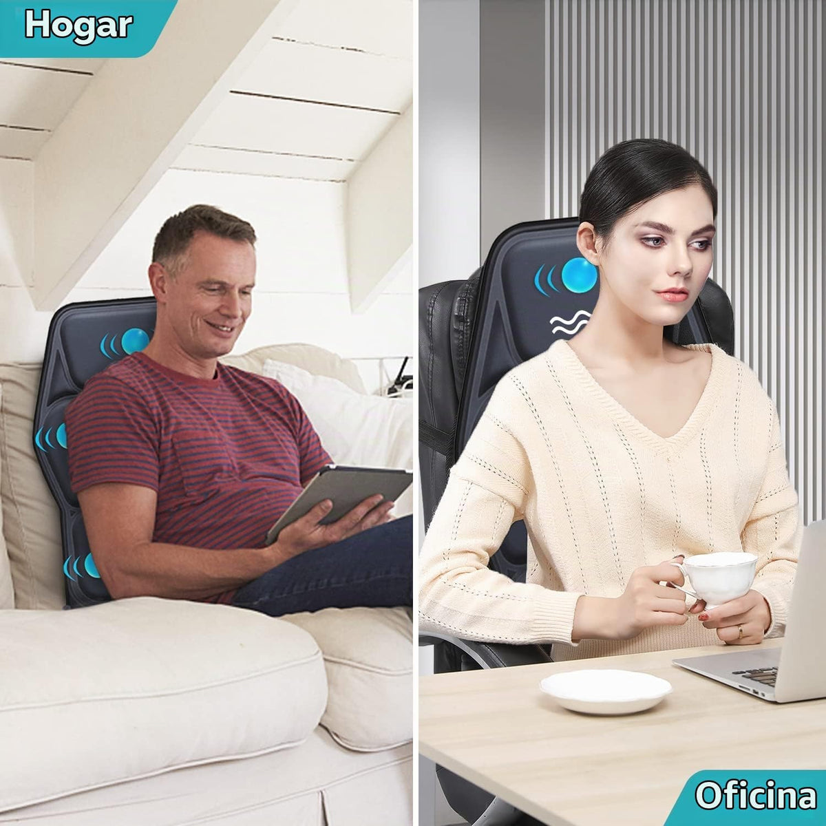 AIVEISI Cojín de asiento de masaje con calor 9 estilo de masaje fun...