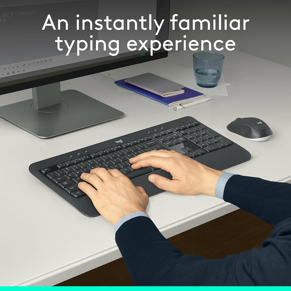 Logitech Combo de teclado y mouse inalámbricos avanzados de tamaño...