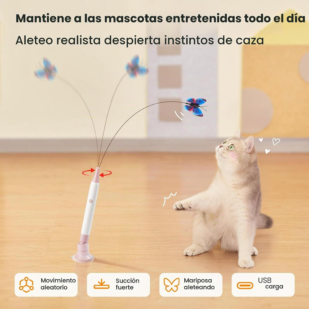 Potaroma Varita de juguete interactiva con mariposa giratoria \u201...