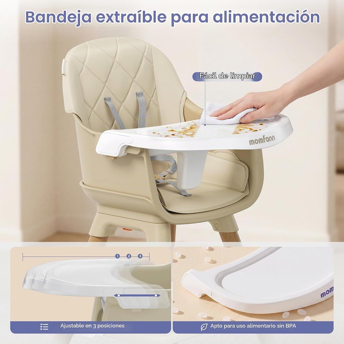 Silla alta convertible 6 en 1 para bebé y niño, silla alta para niñ...
