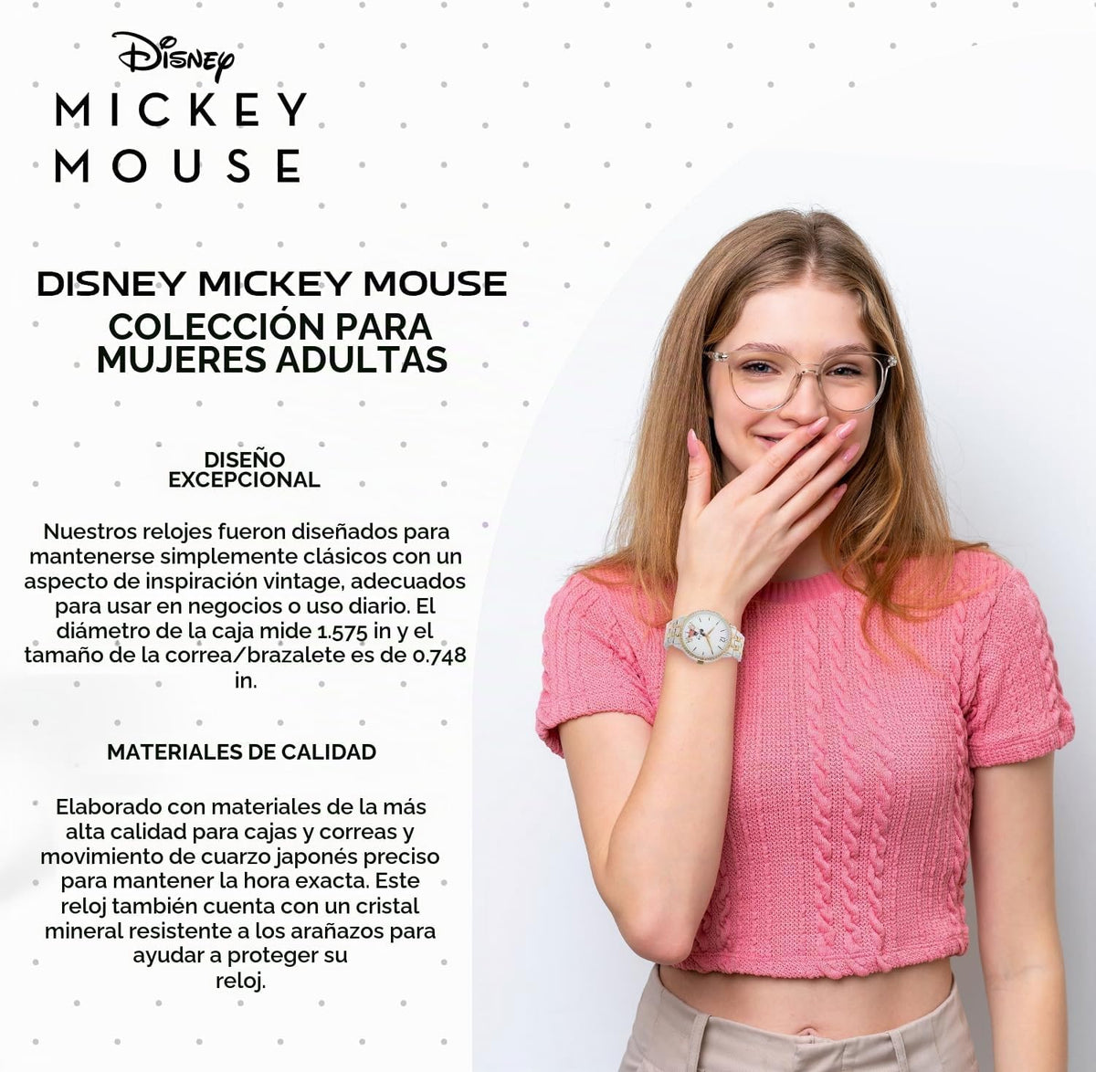 Reloj Mickey Mouse para mujer, elegante y divertido, reloj de Micke...