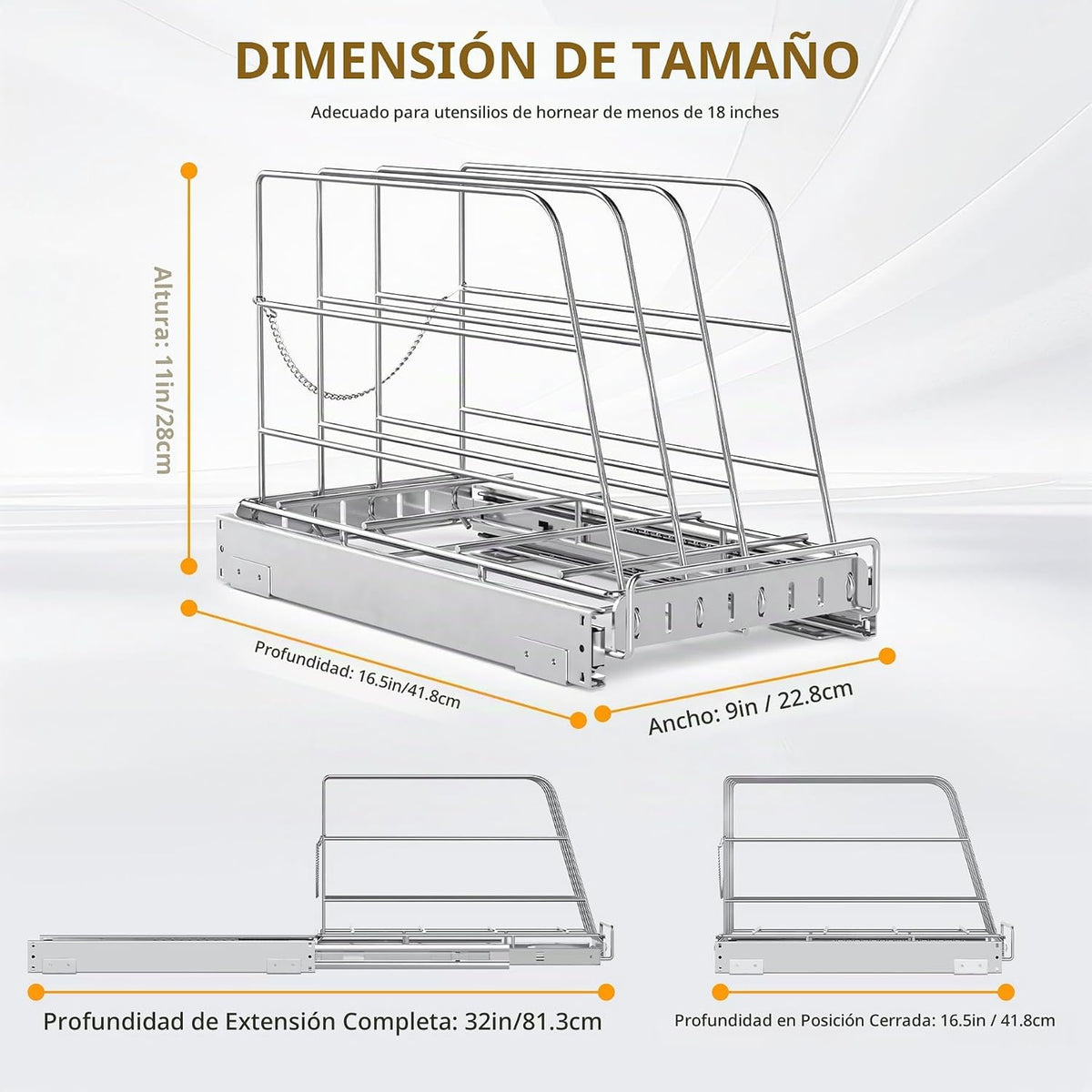 Organizador de gabinete extraíble para tabla de cortar, bandeja de...