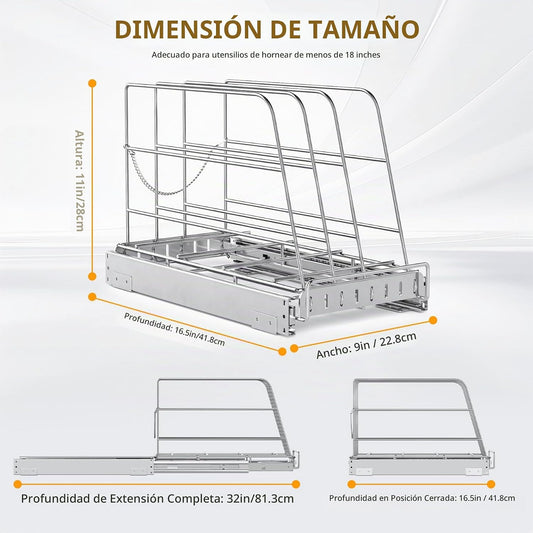 Organizador de gabinete extraíble para tabla de cortar, bandeja de...