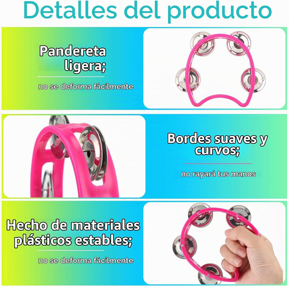 Yeshone Paquete de 30 Panderetas para Niños Adultos Tamborines Inst...