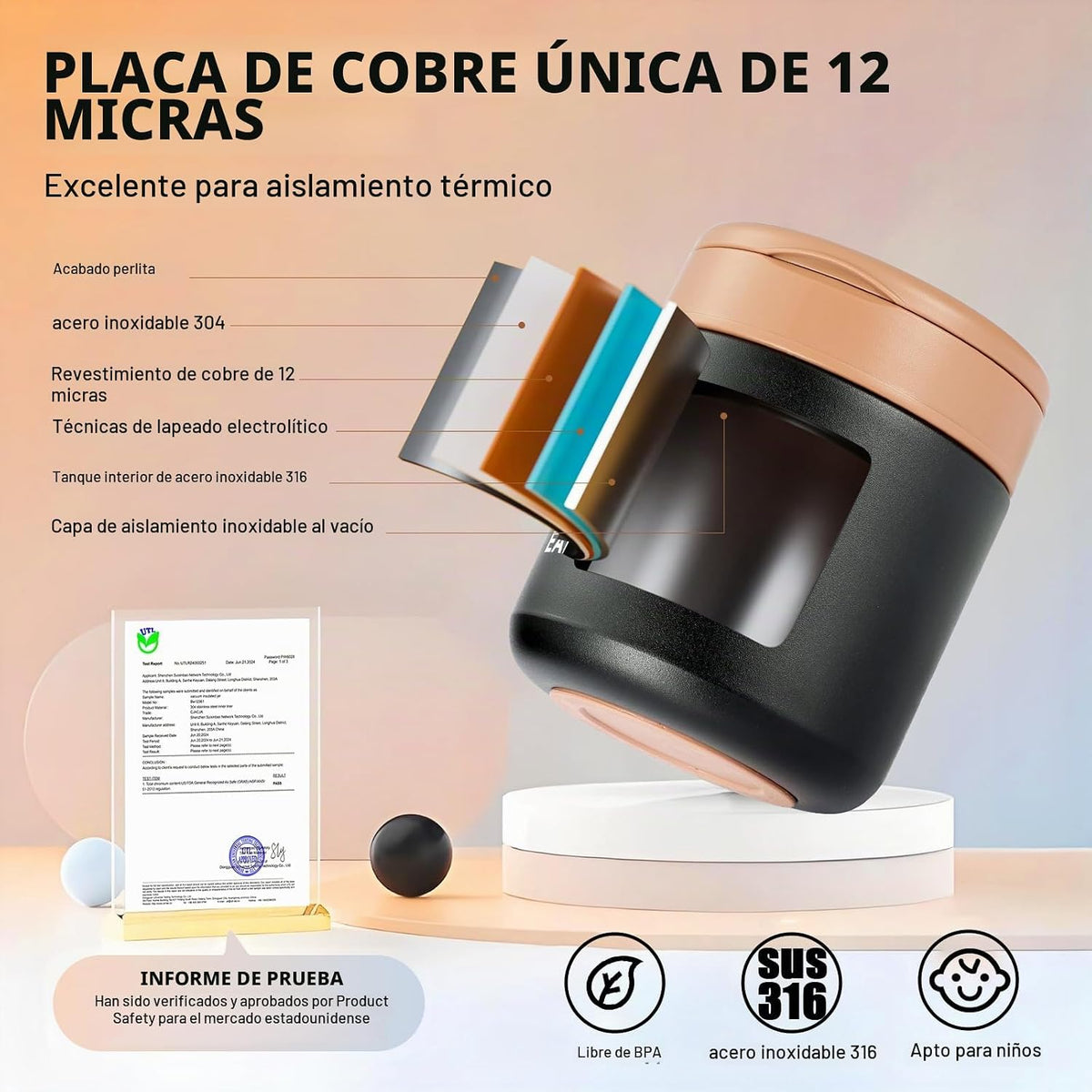 Eadali Tarro de comida para niños de 15.2 onzas para comida calient...