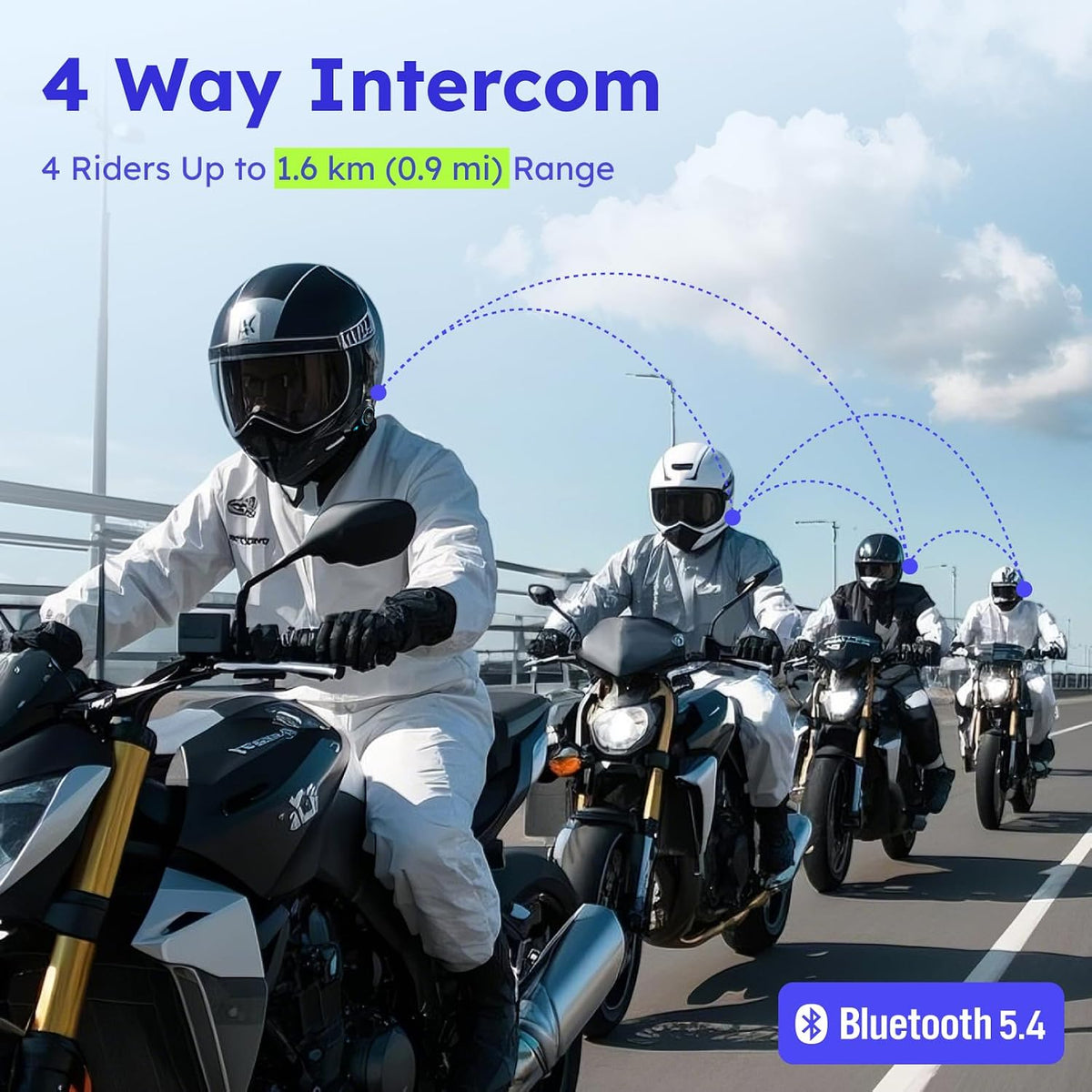 MAXRUNON Auriculares Bluetooth para motocicleta D10 con control de...