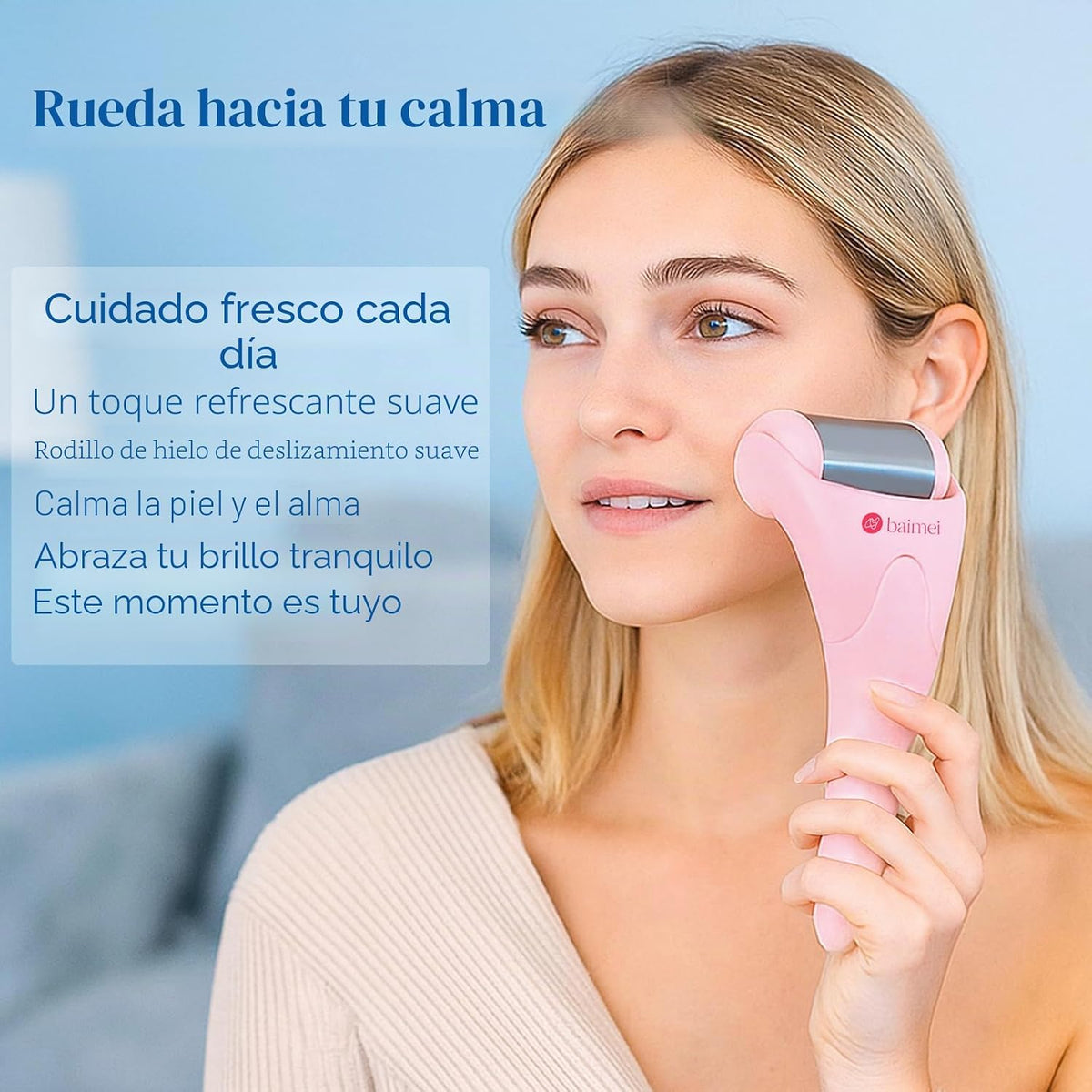 BAIMEI IcyMe - Rodillo de hielo de acero inoxidable para cara y | A...