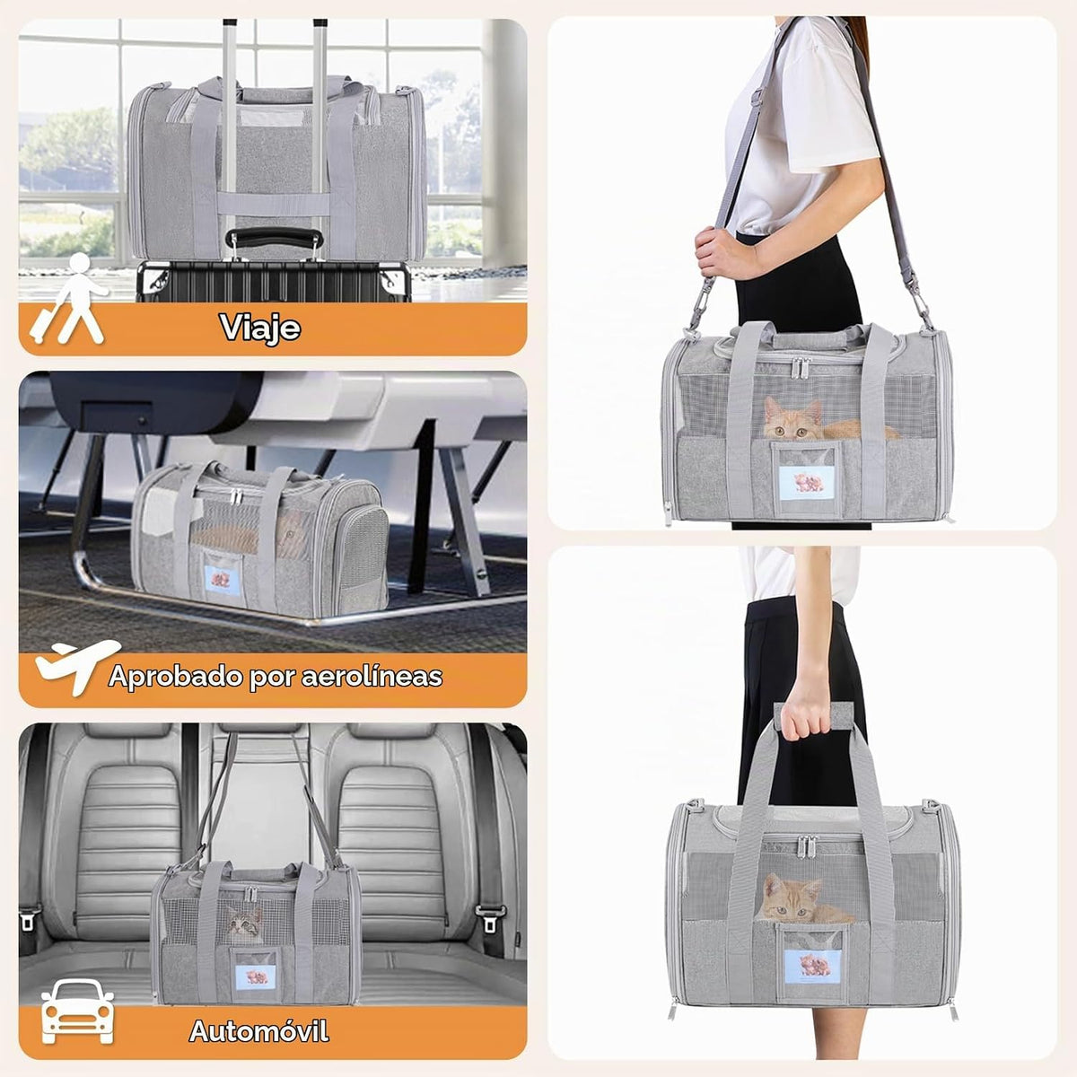 Transportador suave para gatos para mascotas de hasta 25 libras, bo...