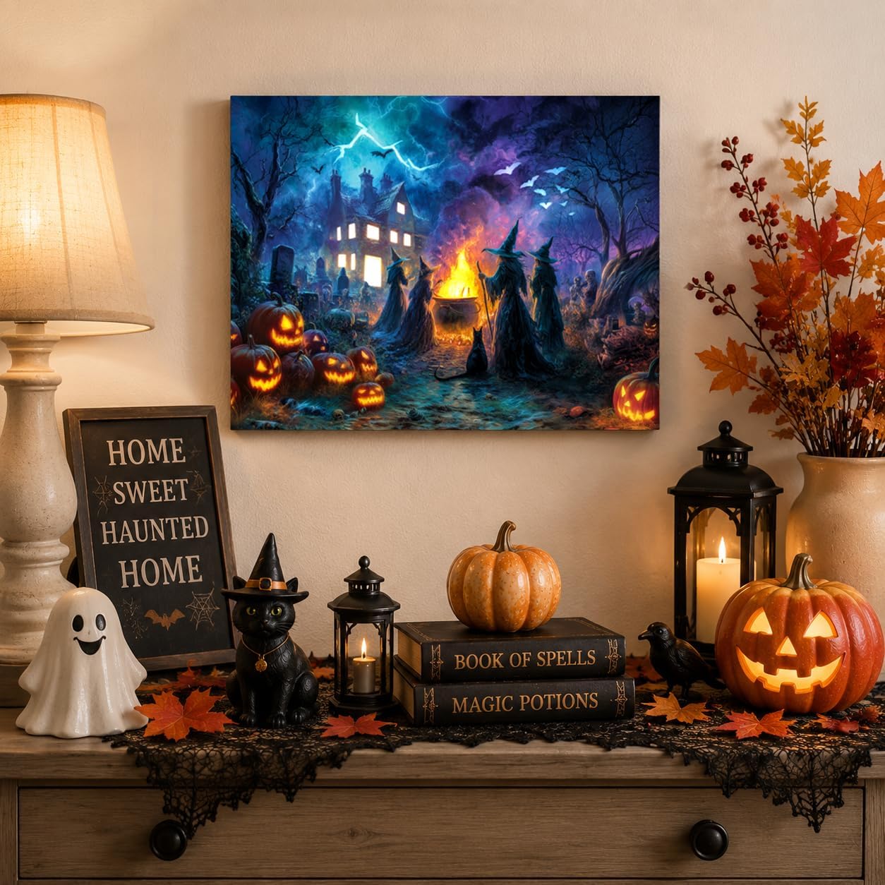 Arte de pared LED de Halloween de 20 x 16 pulgadas, regalo para el...