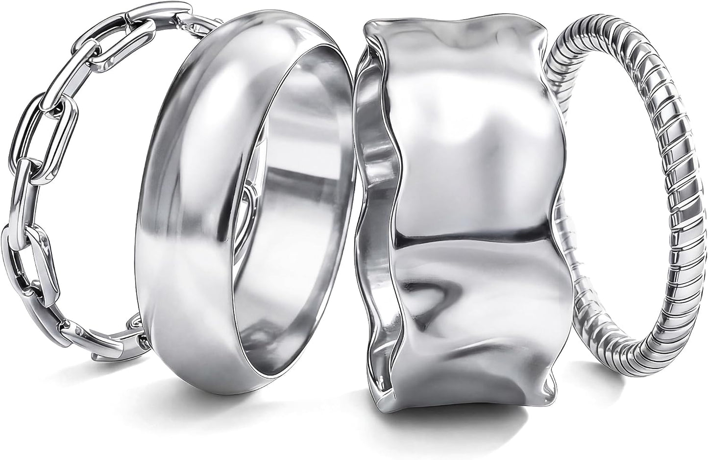 FIASASO Juego de 4 Anillos Gruesos Apilables para Mujer, Anillos Ch...
