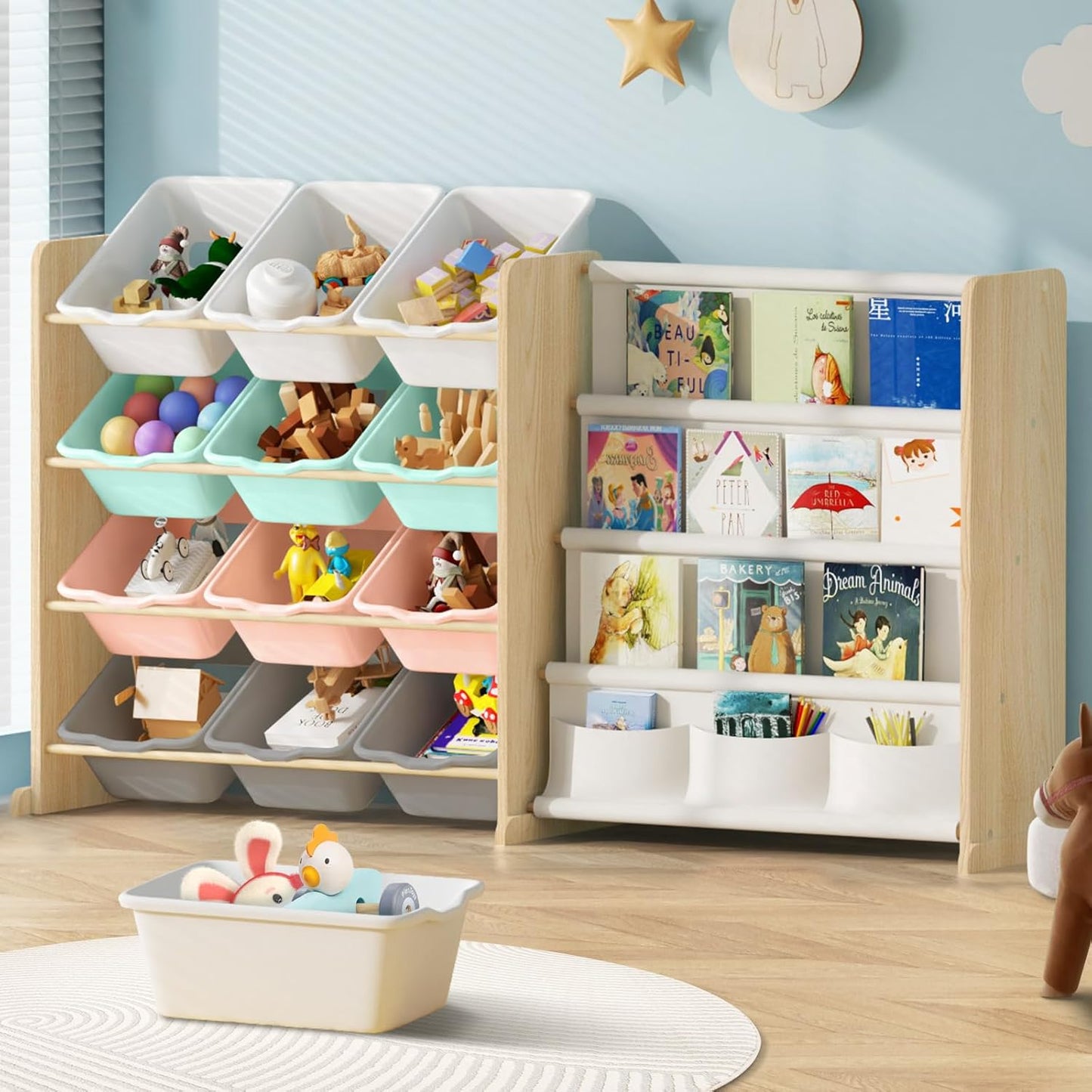 EXPERLAM Organizador de almacenamiento de juguetes para niños con e...