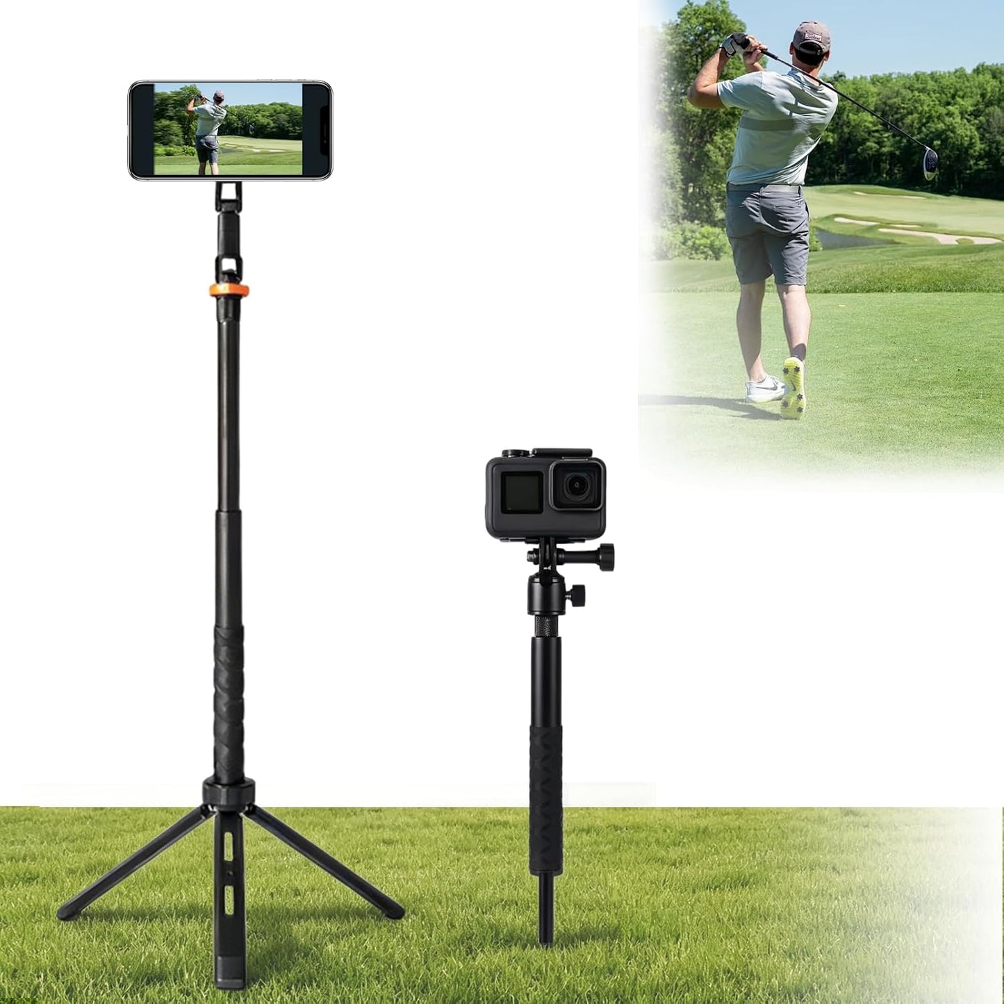 Trípode de golf, soporte de teléfono de golf para grabación de colu...