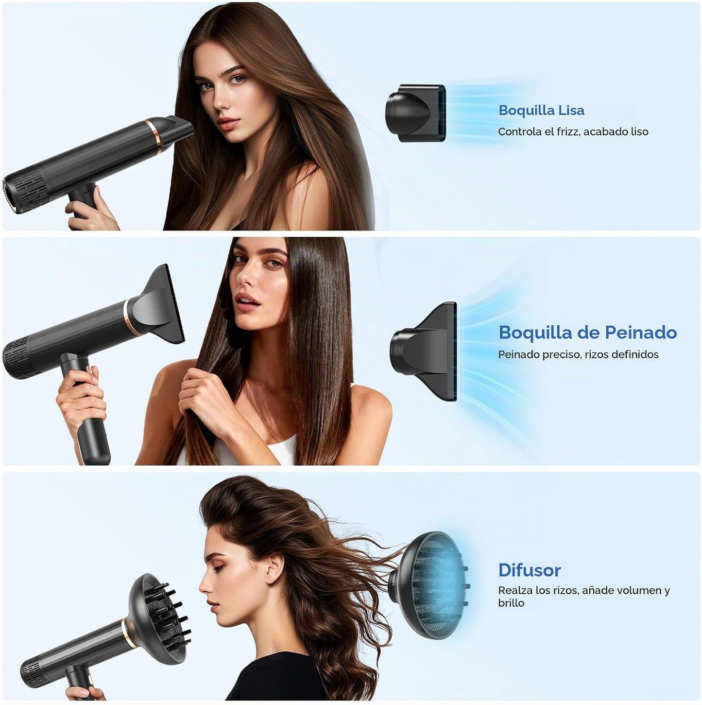 Nicebay Secador de pelo iónico con difusor para cabello rizado, mot...