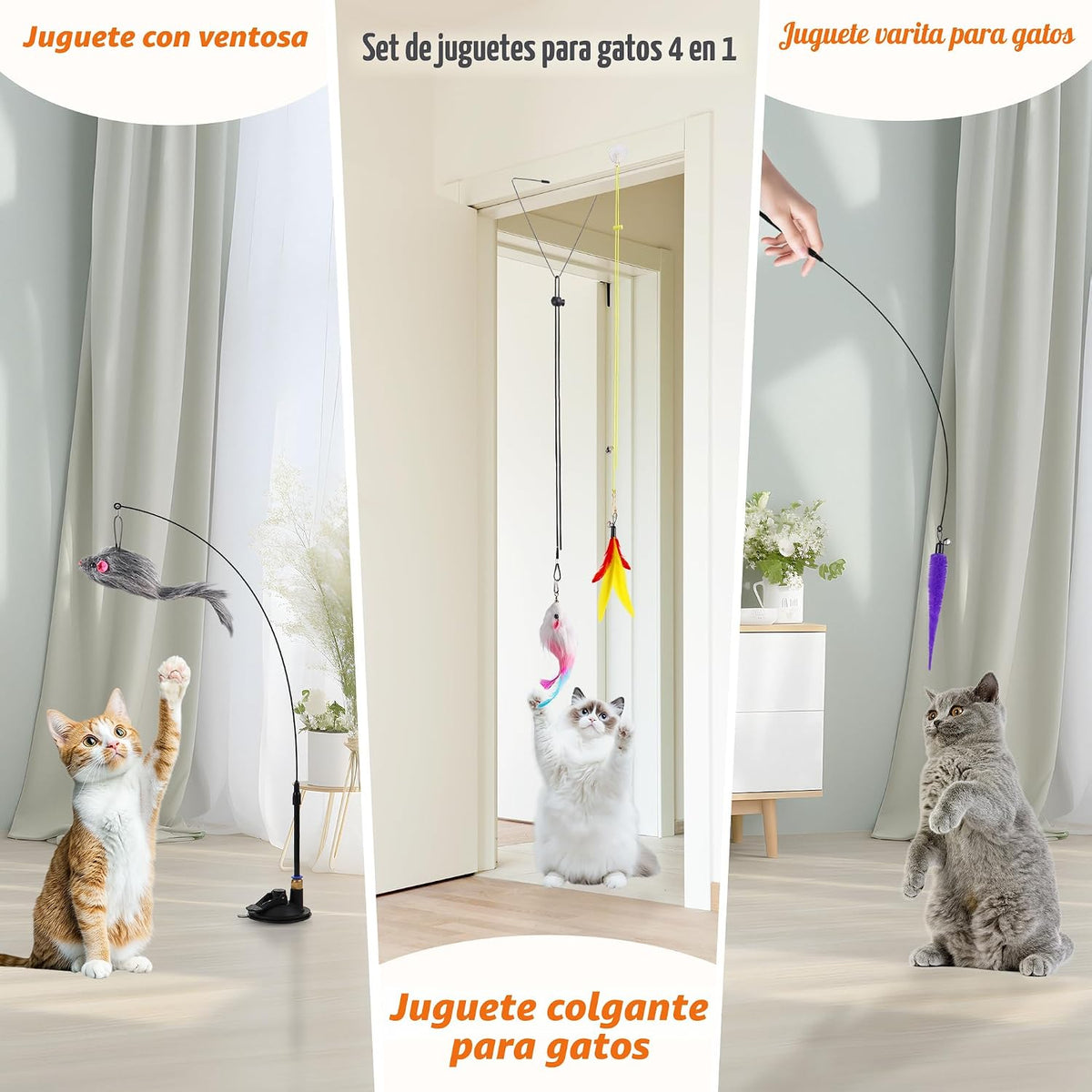 Soarer Juguetes de plumas interactivos para gatos 4 en 1, 12 piezas...