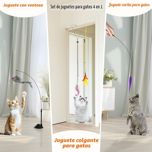Soarer Juguetes de plumas interactivos para gatos 4 en 1, 12 piezas...
