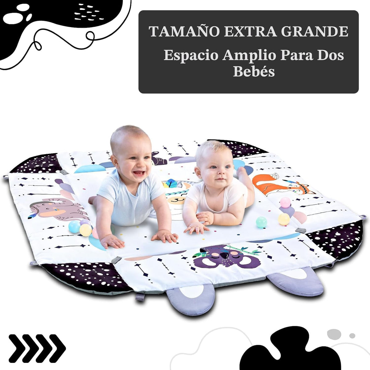 TFDER Tapete de juego para gimnasio para bebé, tapete de tiempo boc...