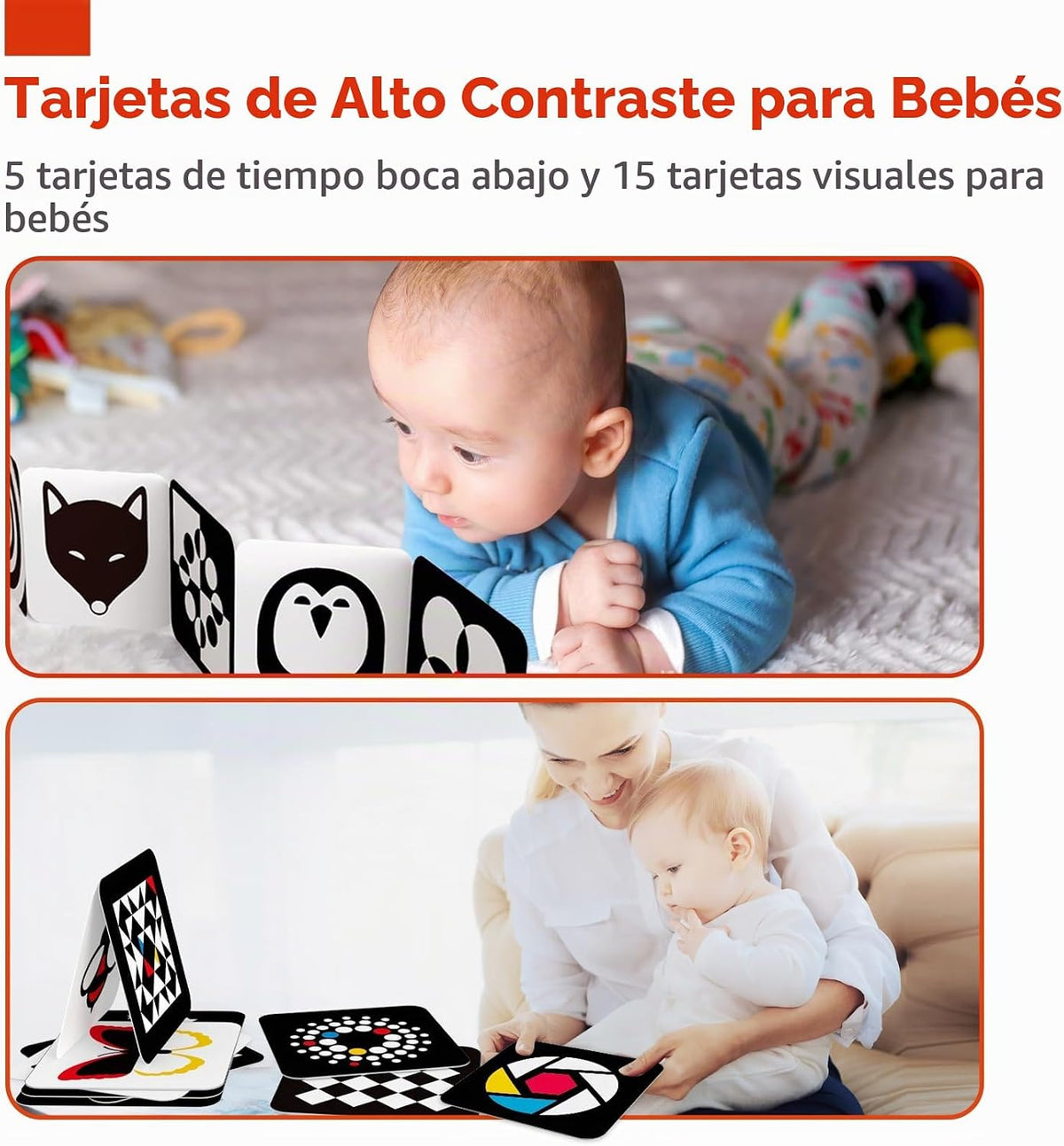 hahaland Tarjetas flash de contraste de tiempo de barriga para bebé...