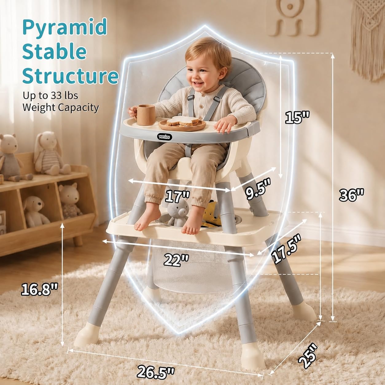 Silla alta 9 en 1 para bebés y niños pequeños con mesa de bloques d...