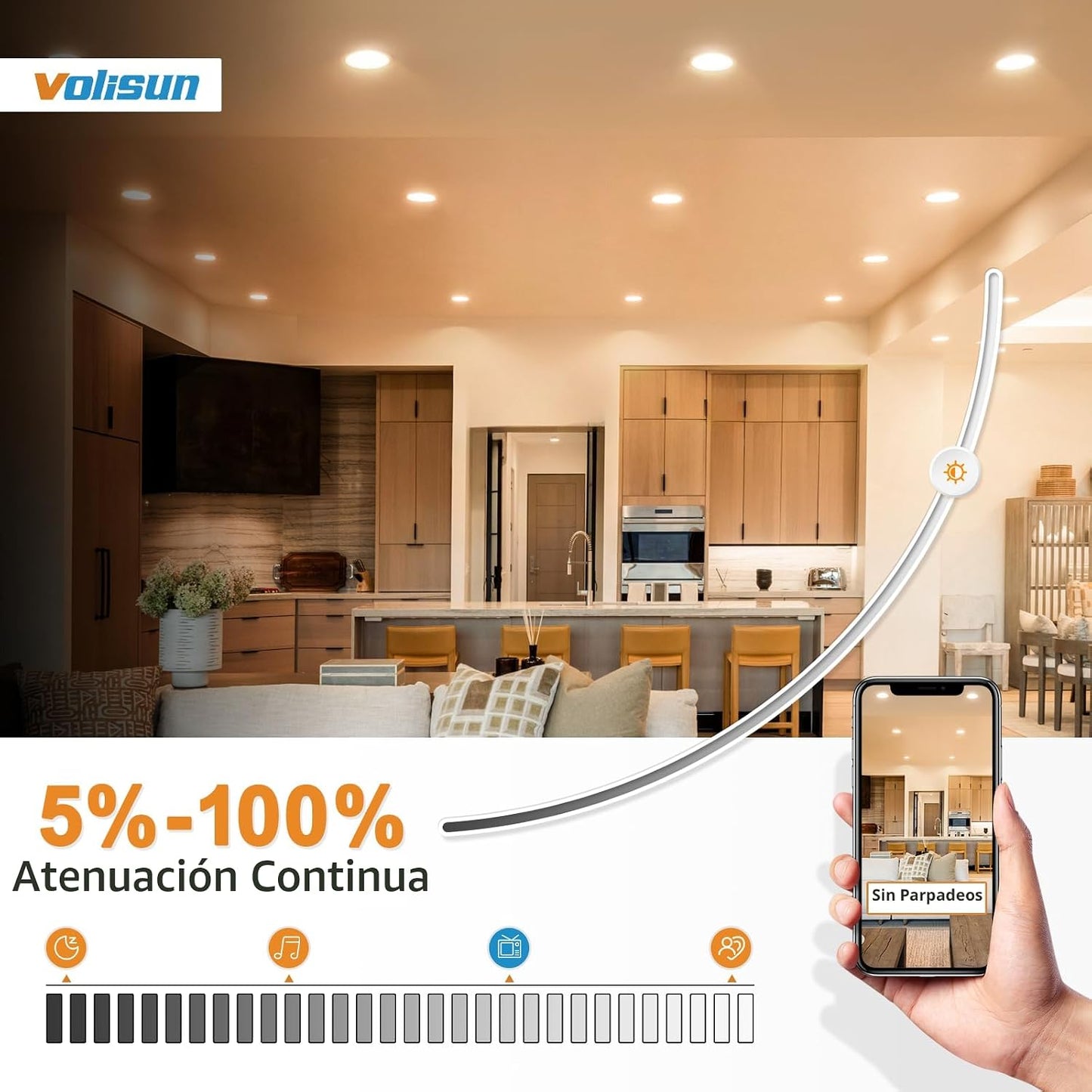 VOLISUN Paquete de 24 luces empotrables de 6 pulgadas, luz LED empo...