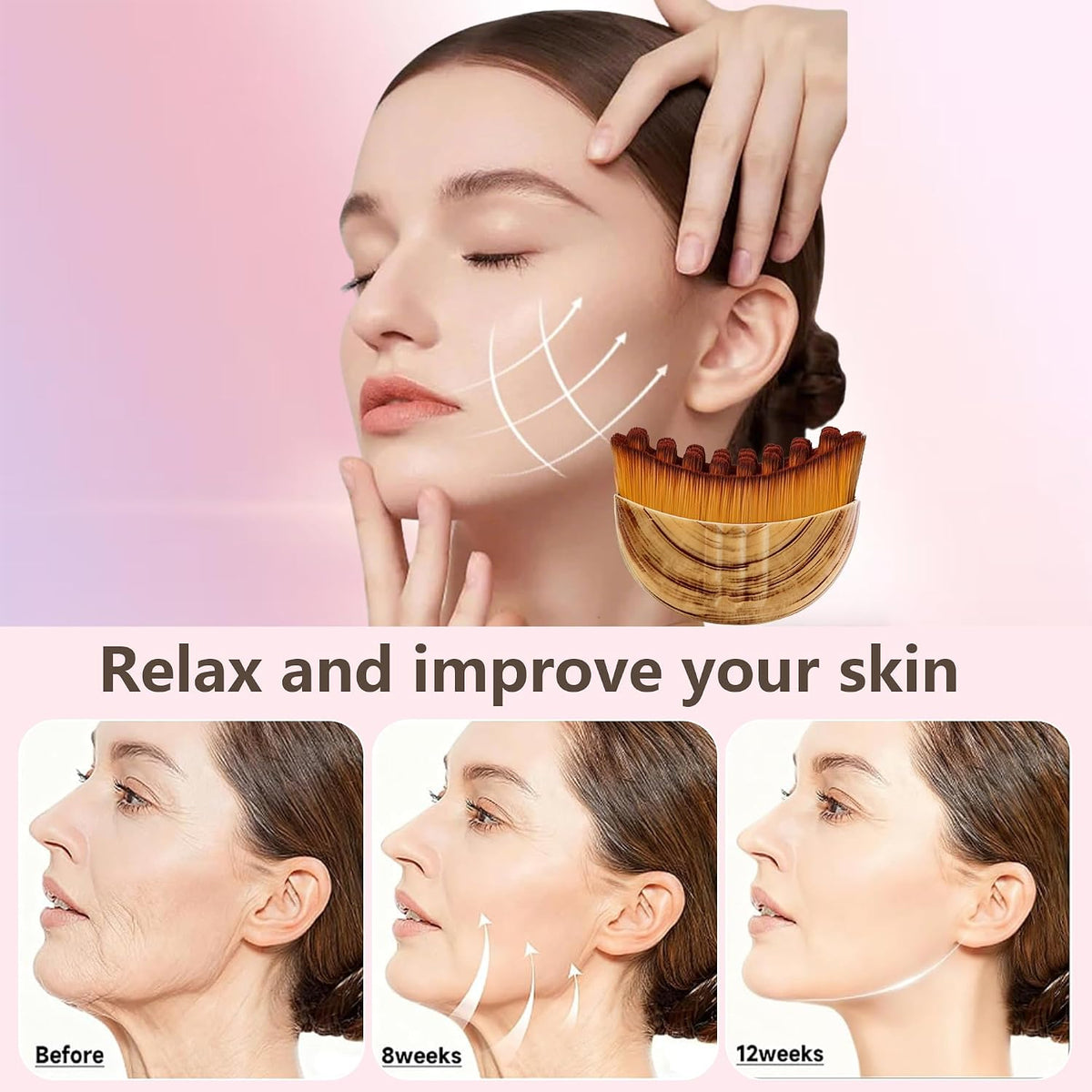 Cepillo facial de contorno linfático (2 unidades), masajeador de dr...