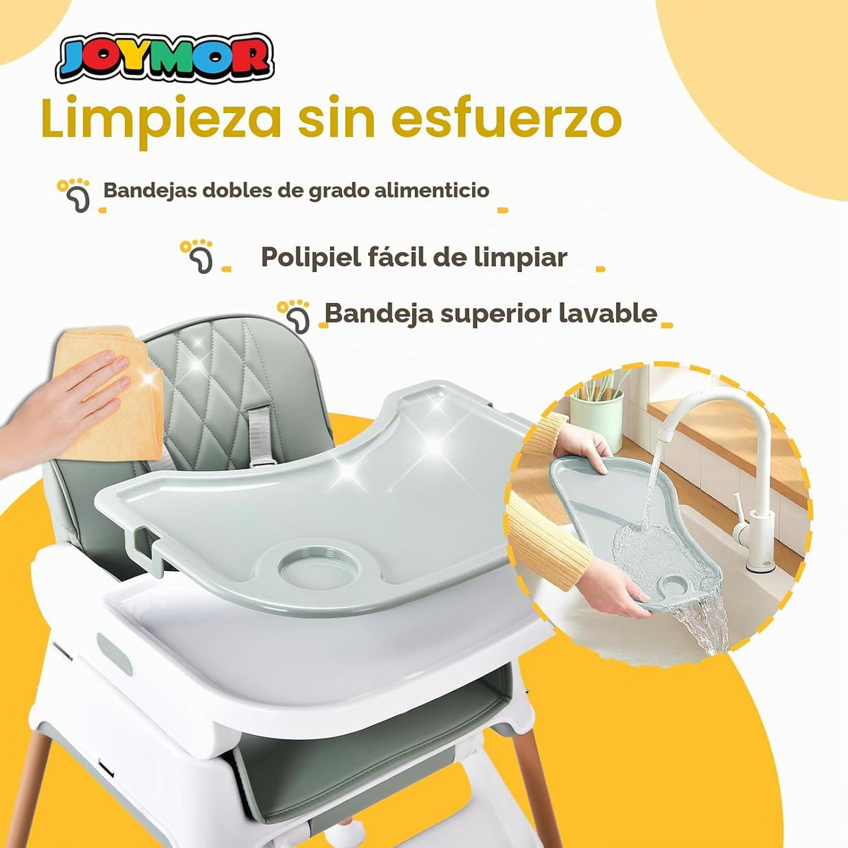 JOYMOR Silla alta 5 en 1 para bebés y niños pequeños, silla alta co...